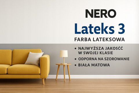 FARBA LATEKSOWA NERO LATEKS 3 - Śnieżnobiała, Matowa | Do wnętrz |3L