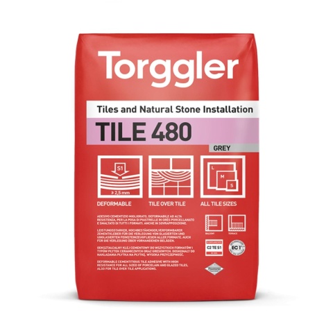 Torggler TILE 480 – wysokoelastyczny klej szary C2TE S1 25 kg
